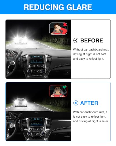 Image of Autorder Dashboard Cover Mat for 2015-2020 Chevy Chevrolet Tahoe /Suburban /GMC Yukon Accessories Dash Cover Mat Flannel Sunshade Glare UV Rays Protector (Without Forward Collision Alert /HUD)