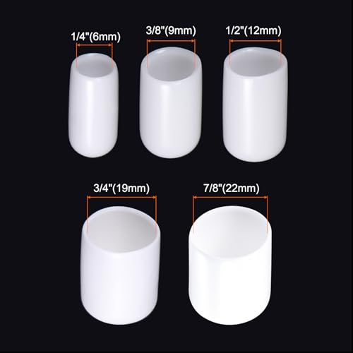 Image of MECCANIXITY Round End Caps Rubber Cover 25pcs 1 /4 inch 3 /8 inch 1 /2 inch 5 /8 inch 3 /4 inch White Screw Protector for Screw Bolt Pipe