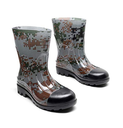 Image of Man Knee High Rubber Rainboots Camo Waterproof Rubber Boots for Garden Man Rain Footwear Size