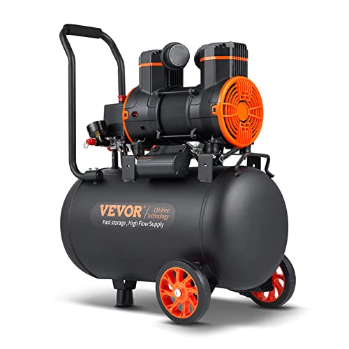 VEVOR Compresor de Aire Silencioso de 35L Compresor de Aire sin Aceite 1800W 2,5CV Presión Máxima de 3,5Mpa Motor sin Aceite 70dB para Reparación de Automóviles Inflado de Neumáticos Pintura a Pistola