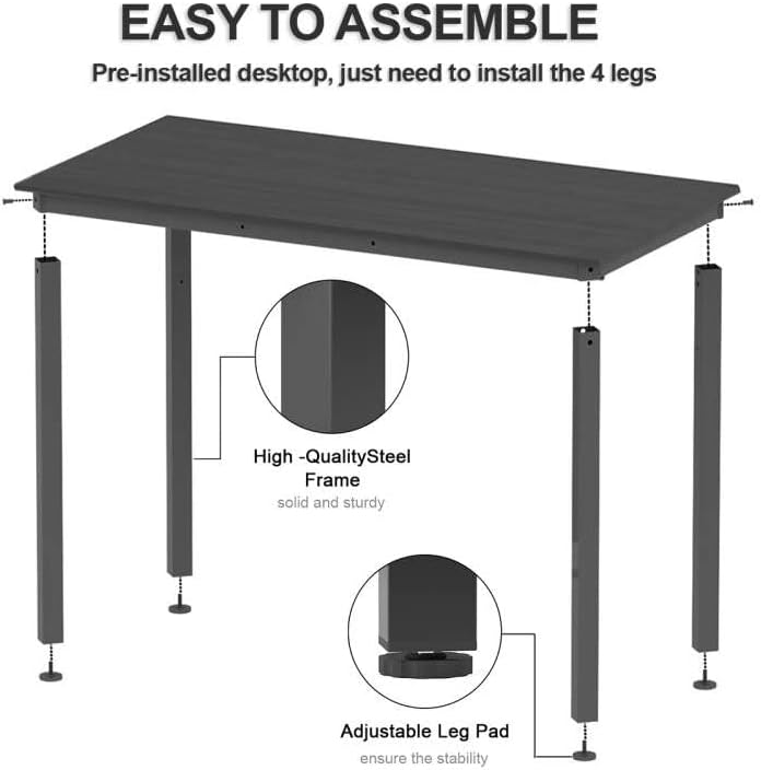 Miniatura 6 de WeeHom - Escritorio moderno para computadora, de oficina, grande, mesa de estudio, estación de trabajo para la oficina en casa