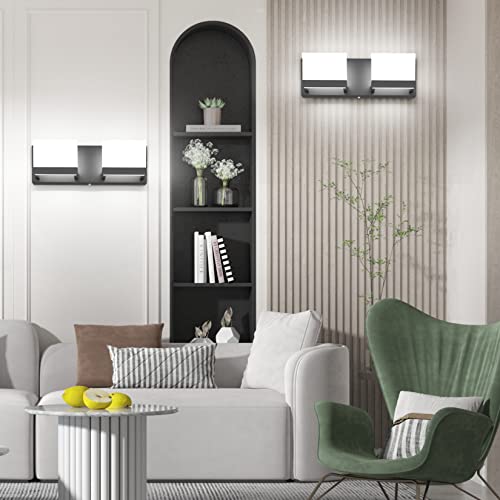 Image of Tipace LED Dimmable Bathroom Vanity Light - 2 Lights Frosted White Acrylic Up and Down Fixture Over Mirror (6000K)