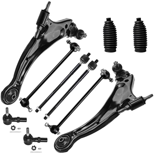 Image of Detroit Axle - Front End 10pc Suspension Kit for 1998-2003 Toyota Sienna 2 Lower Control Arms w /Ball Joints 4 Tie Rods 2 Sway Bars 2 Boots w /Bellows & Locking C-Clamps 1999 2000 2001 2002 Replacement