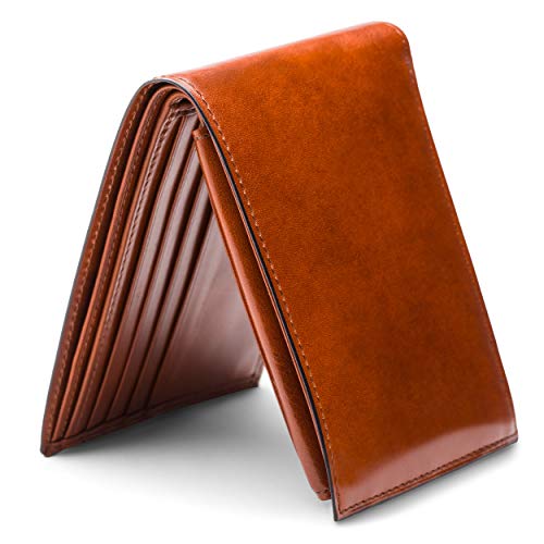 Bosca Men's Leather Wallet with Removable ID Passcase - Bifold Wallet for Men With 8 Card Slots, Premium Hand-Stained Leather With Gift Packaging, Amber Brown2