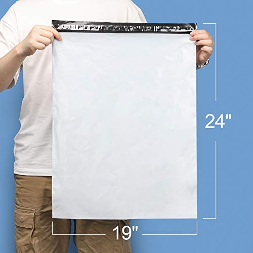 Image of Metronic Poly Mailers 19x24 Inch 50 Pcs | Large Shipping Bags for Clothing, Small Business | Strong Thick Mailing Bags with Self Adhesive | Waterproof and Tear-Proof Large Package Bags in White