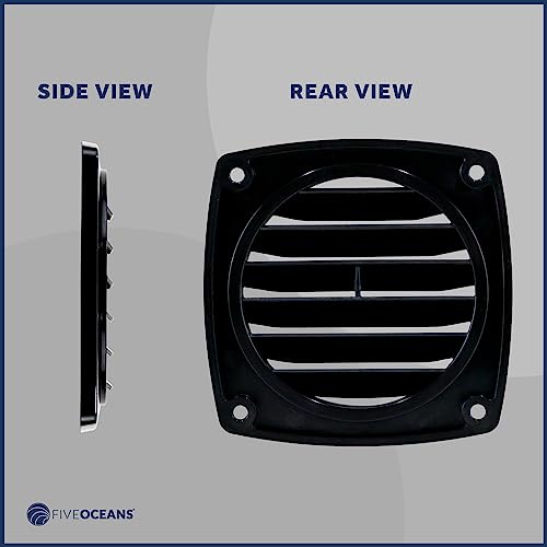 Five Oceans Fo1675-M2 Louvered Flush Hose Ventilators, Ventilation Area Of 3 Inches Diameter, Black, Reinforced Injection-Molded Abs Plastic, 6 Slots, 2-Pack #TOP5
