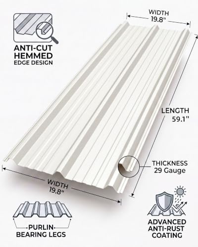 Image of GarveeLife Ribbed Metal Roofing Panels, 163 Ft