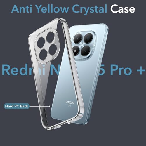 Image of DIZORO Compatible with Redmi Note 15 Pro Plus 5G Back Cover Case Clear,[ Anti Yellow ][Military Grade Protection] Hard PC Back Cover Transparent