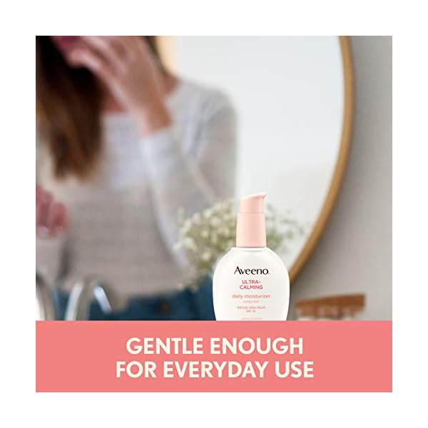 Aveeno-Ultra-Calming-Daily-Facial-Moisturizer-for-Sensitive-Dry-Skin-with-Broad-Spectrum-SPF-15-Sunscreen-Feverfew-Nourishing-Oat-Oil-Free-and-Hypoallergenic-Basic-Unscented-4-Fl-Oz Aveeno Ultra-Calming Daily Facial Moisturizer for Sensitive, Dry Skin with Broad Spectrum SPF 15 Sunscreen, Feverfew & Nourishing Oat, Oil-Free and Hypoallergenic, Basic, Unscented, 4 Fl Oz