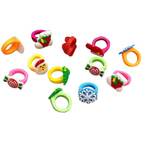 Toyvian 30 Stücke Weihnachten Kinder Ringe Fingerring Silikon Ring Set Xmas Party Geschenke Cover