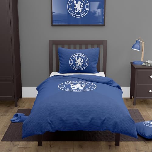 Chelsea Offiziell Lizenziertes FC-Fußball-Bettwäsche-Set für Einzelbett, essentielles Design, Fanartikel
