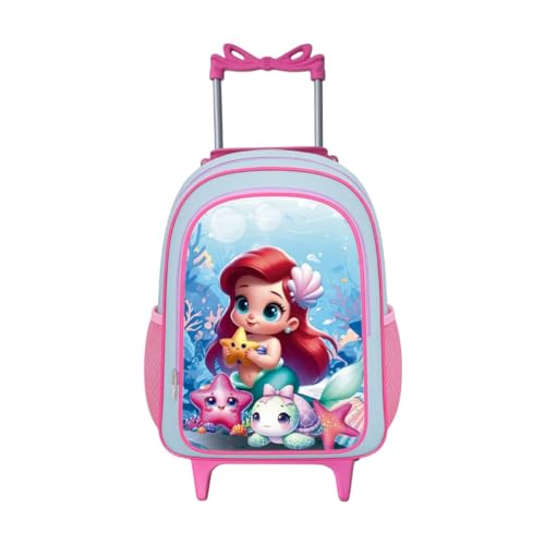 Mochila Infantil com Rodinhas Escolar Menina Bolsa Feminina Compartimento Grande