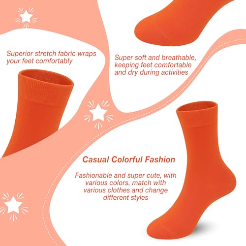 4-Pack Combed Cotton Viscose Kids Casual Socks Cool Crew Fashion Neon & Solid Colors Dress Socks Elastic Fit for Girls Boys2