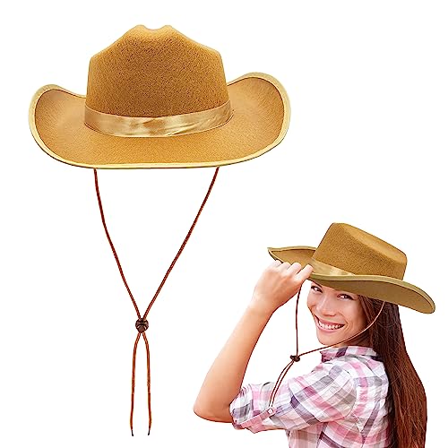Image of The Dreidel Company Cowboy Felt Western Hat, 22 inch Circumference Dress Up Costume Clothes for Kids, Pretend Play, Party Favors