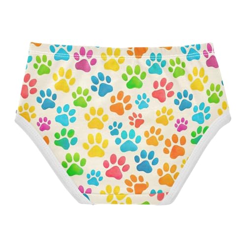 Cotton Toddler Girls Underwear Colorful Dog Paw Prints Beige Panties for Girl Stylish Underpants Briefs 2t2