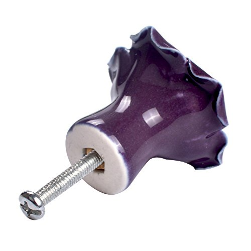Eoocvt 10Pcs Ceramic Vintage Floral Rose Flower Door Knobs Handle Drawer Kitchen + Screws (Purple) #TOP3