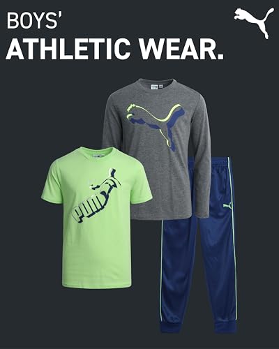 PUMA Boys Sweatpants Set - 3 Piece Fleece Pullover Long Sleeve Shirts Boys TShirt and Jogger Pants Kids Activewear Set (8-16)2