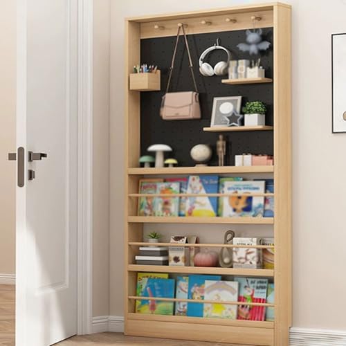 MESCXTY Armarios de Almacenamiento detrás de la Puerta, Organizador para Juguetes y Libros, Estante con Tablero Perforado, Ideal para Sala de Estar, Estudio, etc. (Natural, 100 cm)