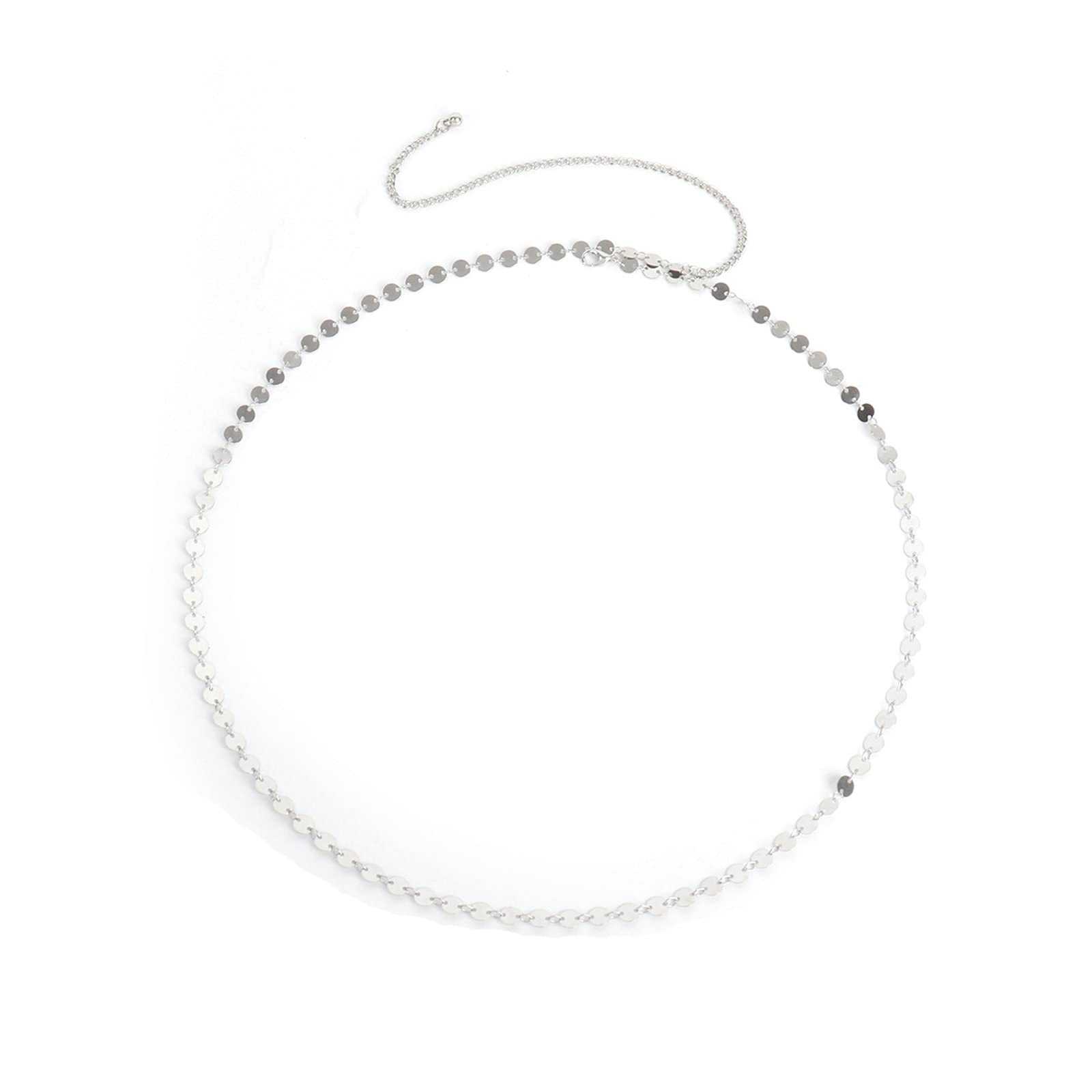 KLXSIVU Waist Chain For Women Goud Women's Body Chains Round Sequins Belly Jewelry 90cm (one Size)