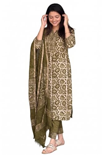 Image of KLOSIA Women's Printed Straight Kurta and Pant with Dupatta Set