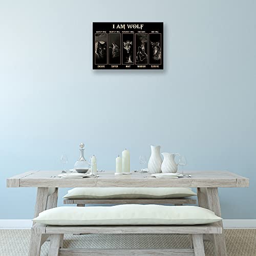 Wolf Canvas Wall Art Framed Motivational Quotes Poster Wolf Picture Painting Black Artwork Wildlife Wall Art Prints Modern Abstract Wall Hanging Framed (12X18 Inch) #TOP2