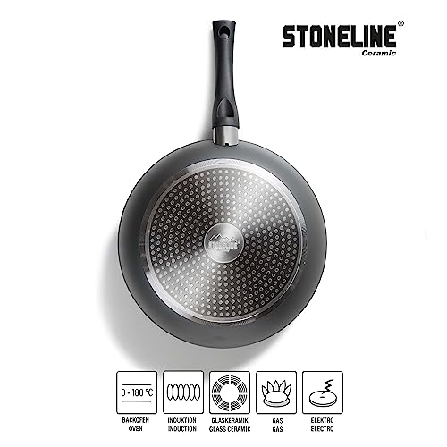 28 cm Stoneline Ceramic Bratpfanne mit Glasdeckel