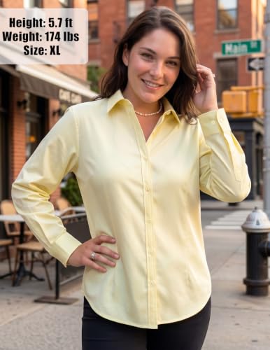 Image of Zeagoo Women's Wrinkle Free Button Down Shirts Long Sleeve Dress Shirts Collared Business Casual Blouses Tops XS-3XL