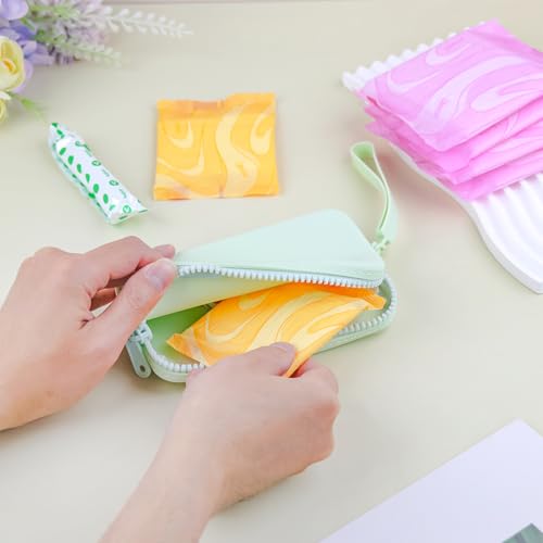 Image of Silicone Period Bags, 2 Pcs Tampon Holder for Purse with Zipper & Handle, Sanitary Napkin Storage Bag for Purse, Keeping Discreet Feminine Products
