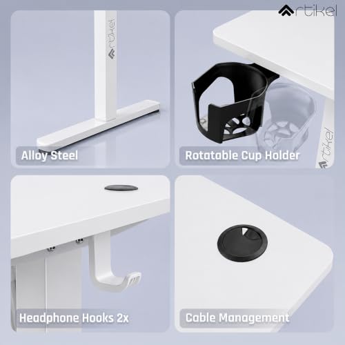 Image of ARTIKEL Artidesk Eco-Neo Height Adjustable Table for Office Work 120x60cm | Electric Standing Desk | Ergonomic Sit Stand Workstation | USB-A & Type-C Charging | 3 Memory Presets | 80kg Load Capacity
