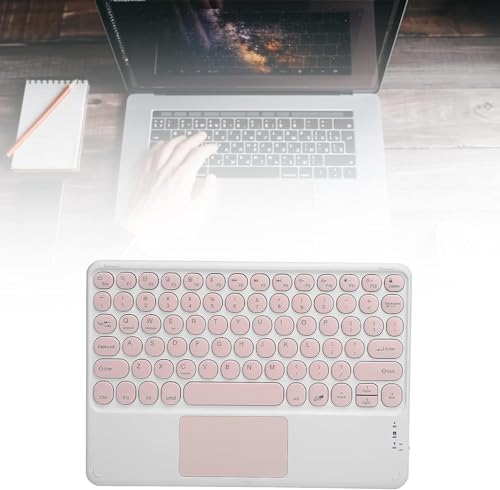 Image of FKU Rechargeable Bluetooth 5.0 Keyboard with Touchpad,78 Keys Ultra Slim Quiet Wireless Keyboard with Trackpad, Compatible Multimedia Keyboard for PC, Tablets, Smartphones, Laptops (Pink)