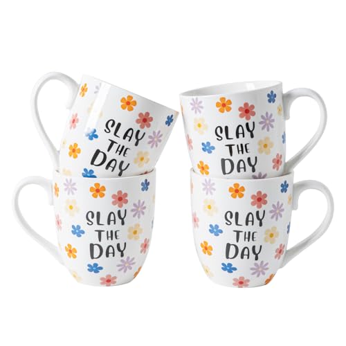 Set 4 Tazas de Café Cerámicas 16 oz con Mango Colores