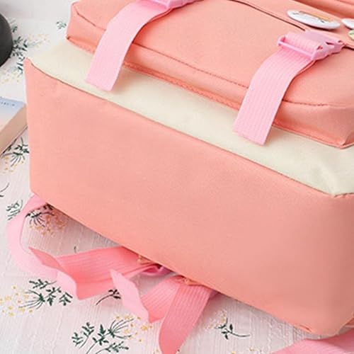 سلفار شنطة ظهر قماشية مدرسية، 4 قطع، زهري، مقاس L، للاطفال من الجنسين