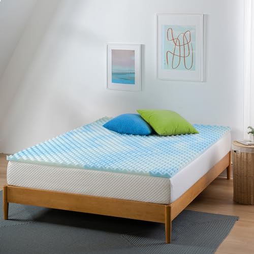 Image of ZINUS 1.5 Inch Swirl Gel Cooling Memory Foam Mattress Topper, Smaller, More Convenient WonderBox Packaging, Cooling, Airflow Design, CertiPUR-US Certified, Twin
