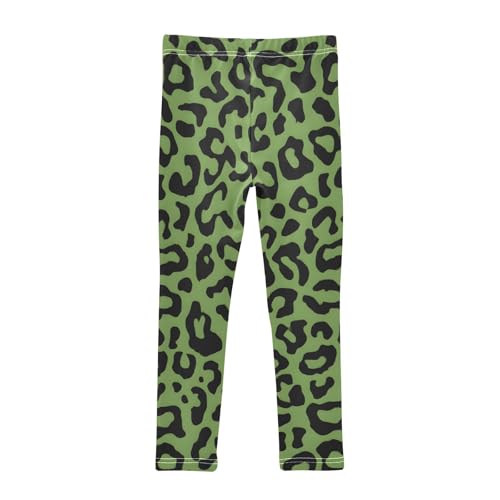 Green Leopard Print Girls Leggings Soft Stretch Workout Yoga Dance Pants for Kids Casual Tights2