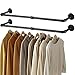 GREENSTELL Clothes Rack Wall Mounted, 36.2 Inch Industrial Pipe Clothing Rack, Space-Saving Closet Rod, Multi-Purpose Hanging Rod for Bedroom, Laundry Room, 2 Base (2 Pack)