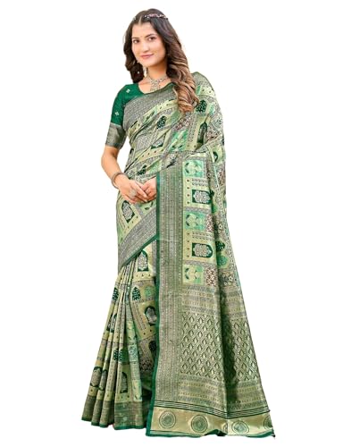 Image of SIRIL Women's Banarasi Soft Silk Blend Banarasi Jacquard Saree With Unstitched Blouse Piece
