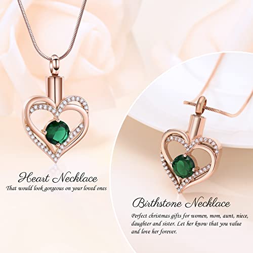 Minicremation Cremation Urn Necklace for Ashes Cremation Jewelry Heart Urn Necklace for Women Girls Birthstone Memorial Jewelry Pendant for Ashes for Human Pet - Image 4