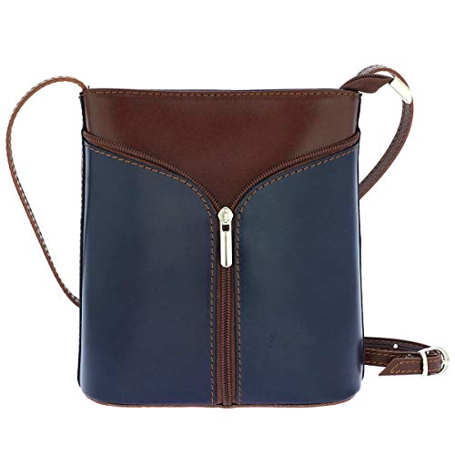 Sac à main cuir véritable italien femme bleu moyen mode maroquinerie