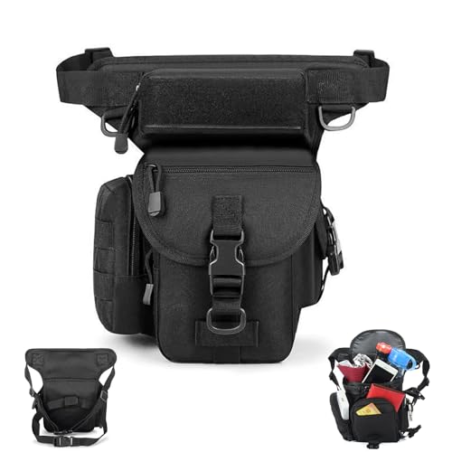 Outdoor Tactical Leg Bag Hip Bag - Marsupio tattico da uomo, regolabile, ideale per escursioni, corsa e attività all'aperto, borsa tattica da uomo, Nero , tifosi militari