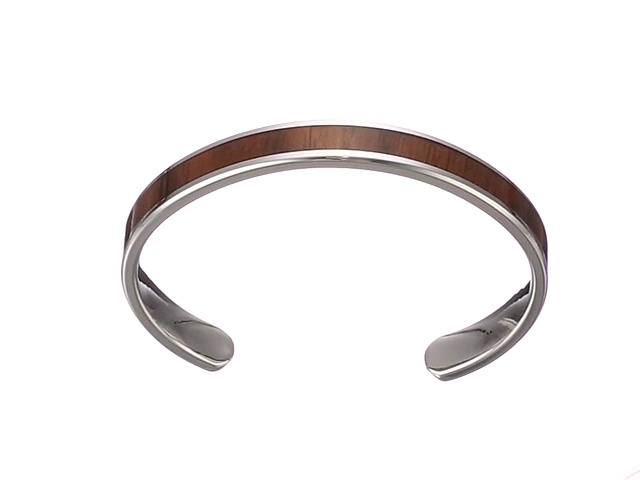 Pulsera para hombre acero inoxidable con incrustación de madera miniatura 7