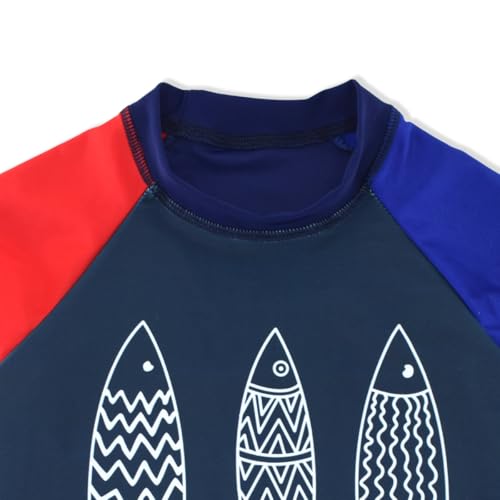 Image of Kids Short Sleeve Sunsuit Swimwear Boys Two Piece Rash-Guard-Sets Dinosaur Pattern