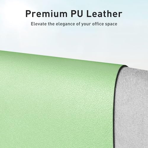 Image of Aothia Leather Desk Pad Protector, Office Mat, Large Mouse Pad, Non-Slip PU Leather Blotter, Laptop Pad, Waterproof Writing Pad for Office and Home (17 inchx48 inch, Foam Green)