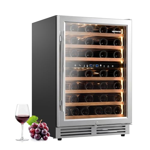 Upstreman 24 Inch Wine Fridge 54 Bottles Dual Zone Wine Cooler