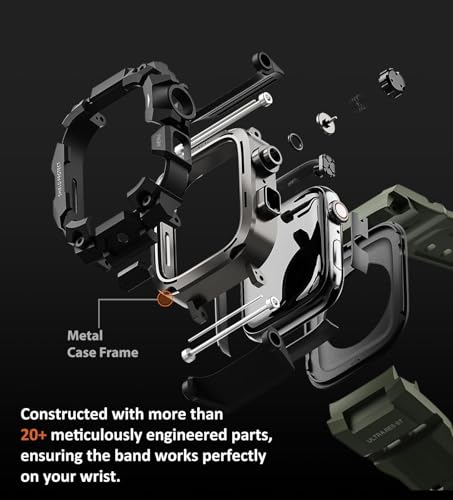 Image of ULTIMAL Rugged Case with Band for Apple Watch 46mm,Compatible with Apple Watch Series 11 /10, Military Grade Shockproof Bumper Cover for iWatch Tactical Band Men (Army Green, 46mm)