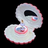 FOMIYES Muschelförmige Spieluhr Schmuckschatulle mit Drehbarem Uhrwerk Bunte LED Beleuchtung Aufbewahrungsbox für Ohrringe Geschenk für Mädchen Geburtstag und Wohndekor