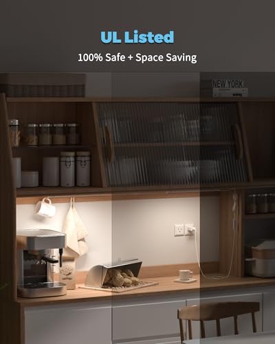 Image of ASOKO HOME Dimmable USB Under Cabinet Lights - 3 Pack 12 inch Linkable LED Strips, 4000K Daylight for Kitchen, Desk, Workbench
