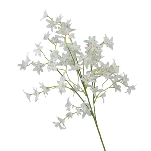 YobiLife Orquídea artificial Oncidium de una sola rama para centro de mesa de boda, baño, sala de estar, alféizar de ventana, escritorio, decoración del hogar (blanco)
