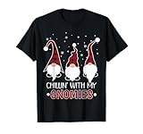 Chillin With My Gnomies Buffalo Plaid Gnome Christmas Pajama T-Shirt
