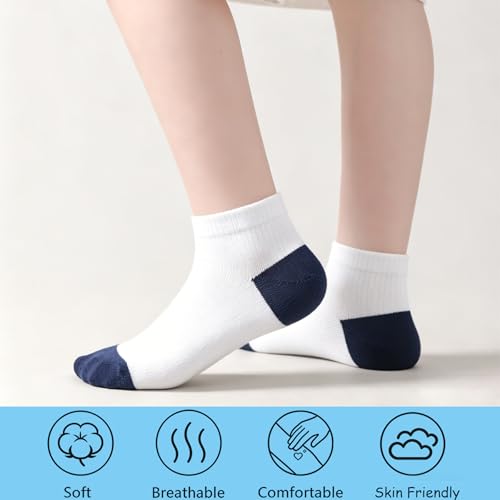 Image of EPEIUS Kids' Low Cut Ankle Socks Cotton Seamless Toe Sport Athletic Socks for Boys Girls White Black Navy 4 /8 Pack
