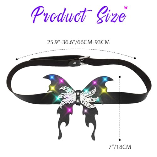 DRESBE Light Up Leather Waist Belt Black Fashion Rave LED Butterfly Body Accessories for Women4